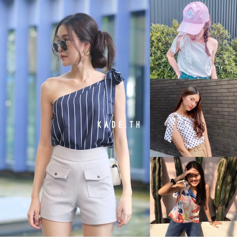 เสื้อไหล่เดี่ยว ผูกโบว์