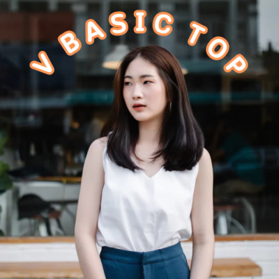 เสื้อแขนกุด คอวี งานดี ผ้าแพง ป้าย KADE แท้ แพทเทิลคุณภาพ