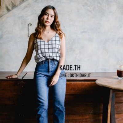 เสื้อสายเดี่ยว ถูกสุด!! ลายตารางเรียบหรู มี 5 สี