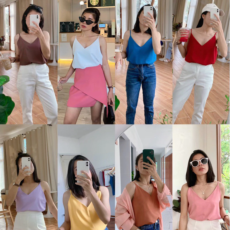 เสื้อสายเดี่ยวคอวี มินิมอล